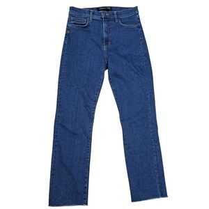 Veronica Beard Ryleigh Slim Straight High Rise Raw Hem Size 29 Blue